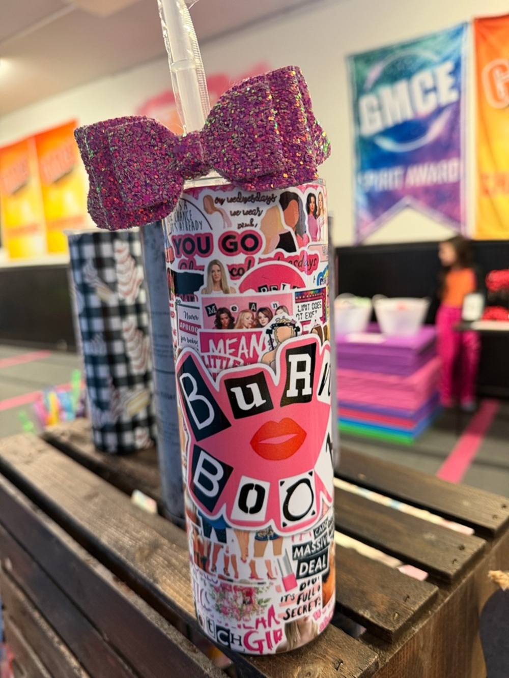 Sparkle Bow Pink Stickered Party Tumbler -